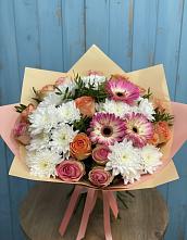 Букет цветов из:  Розы, Герберы и Хризантемы в Цильне