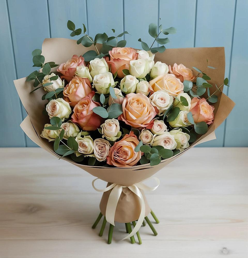 Букет цветов из: Альстромерии и Розы в Цильне