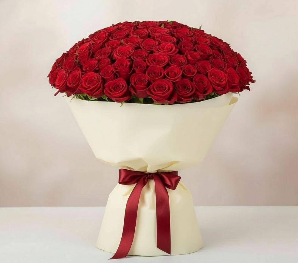 Букет 101 Красная роза Милано в Цильне