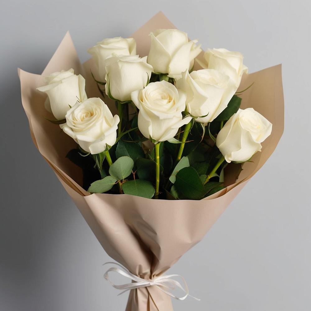 Букет 9 Белых роз Эдлесс Лав в Цильне