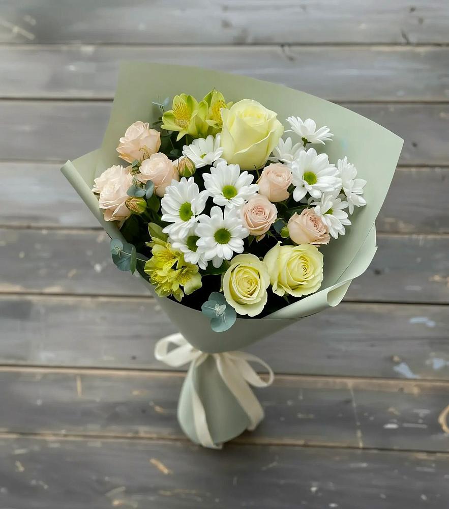 Букет цветов из: Альстромерии, Розы и Хризантемы в Цильне