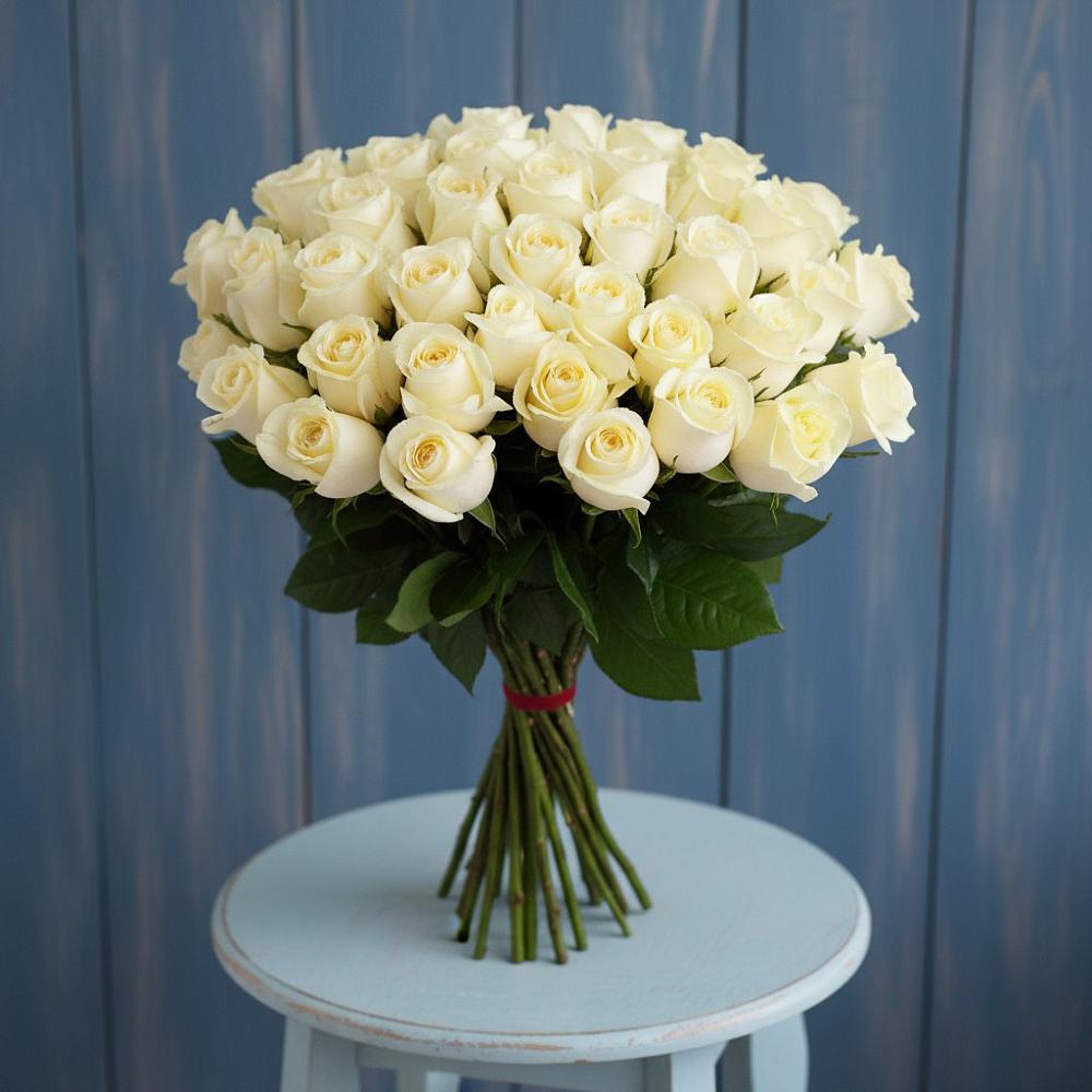 Букет 51 Белая роза Эдлесс Лав в Цильне
