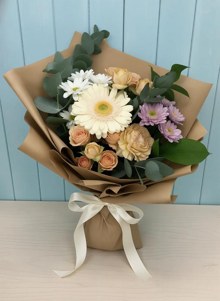 Букет цветов из: Герберы и Хризантемы в Цильне
