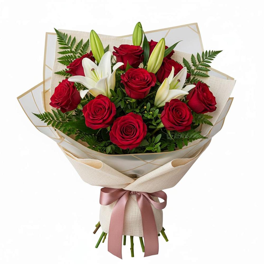 Букет цветов из: Лилии и Розы в Цильне