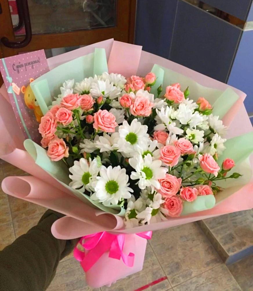 Букет цветов из: Розы и Хризантемы в Цильне