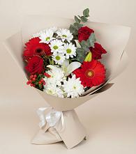 Букет цветов из:  Розы, Хризантемы, Герберы и Лилии в Цильне