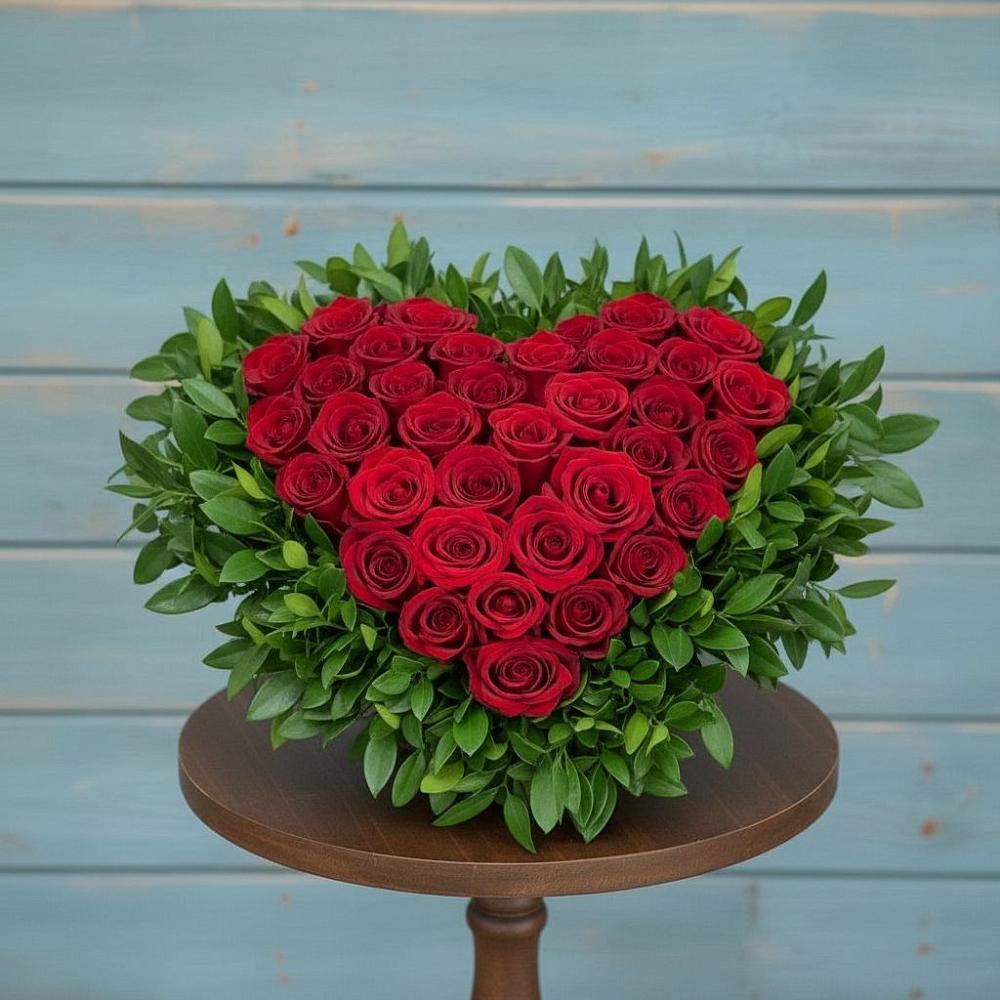 Цветочная композиция из Розы в виде сердца в Цильне