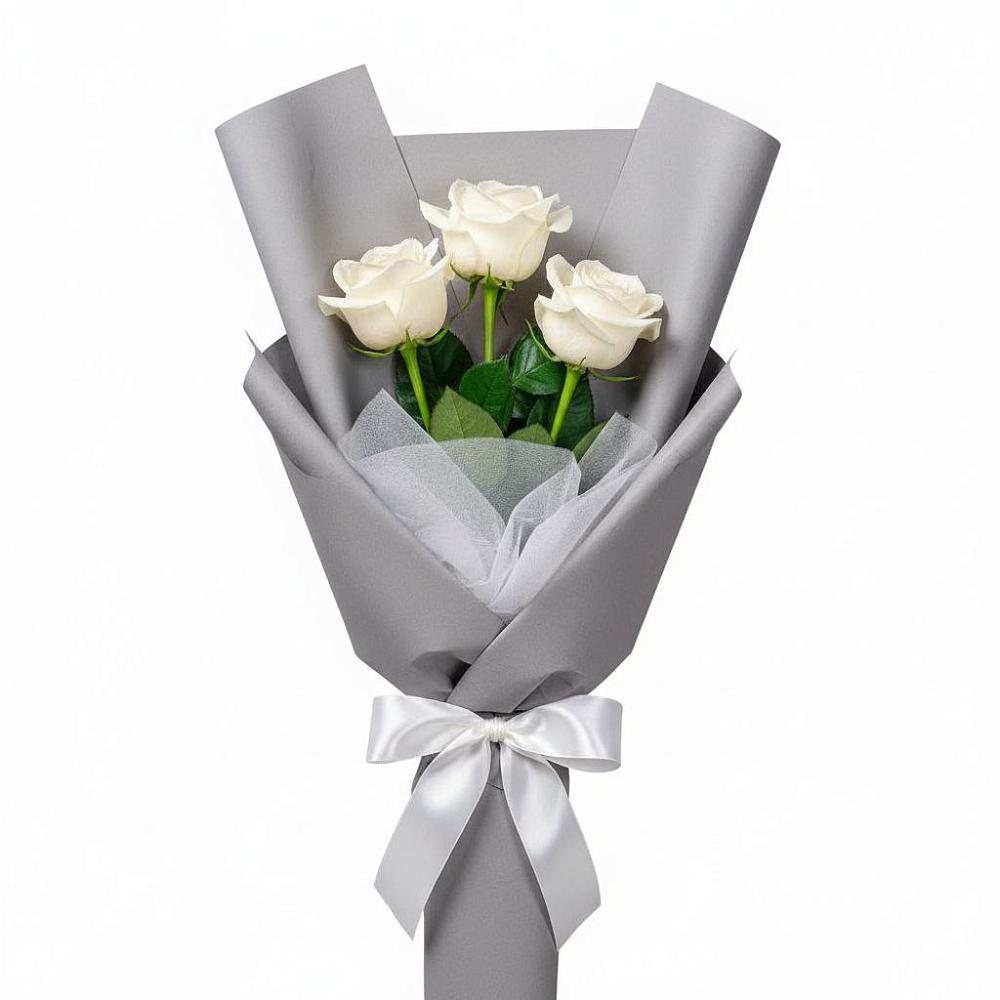 Букет 3 белые розы в Цильне