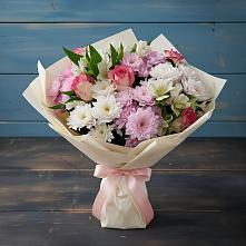 Букет цветов из:  Хризантемы, Альстромерии и Розы в Цильне