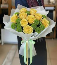 Букет цветов из:  Хризантемы и Розы в Цильне