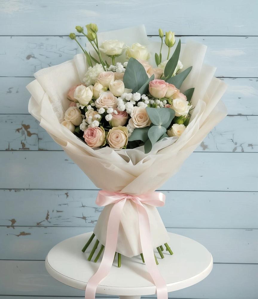 Букет цветов из: Розы и Лизиантусы в Цильне