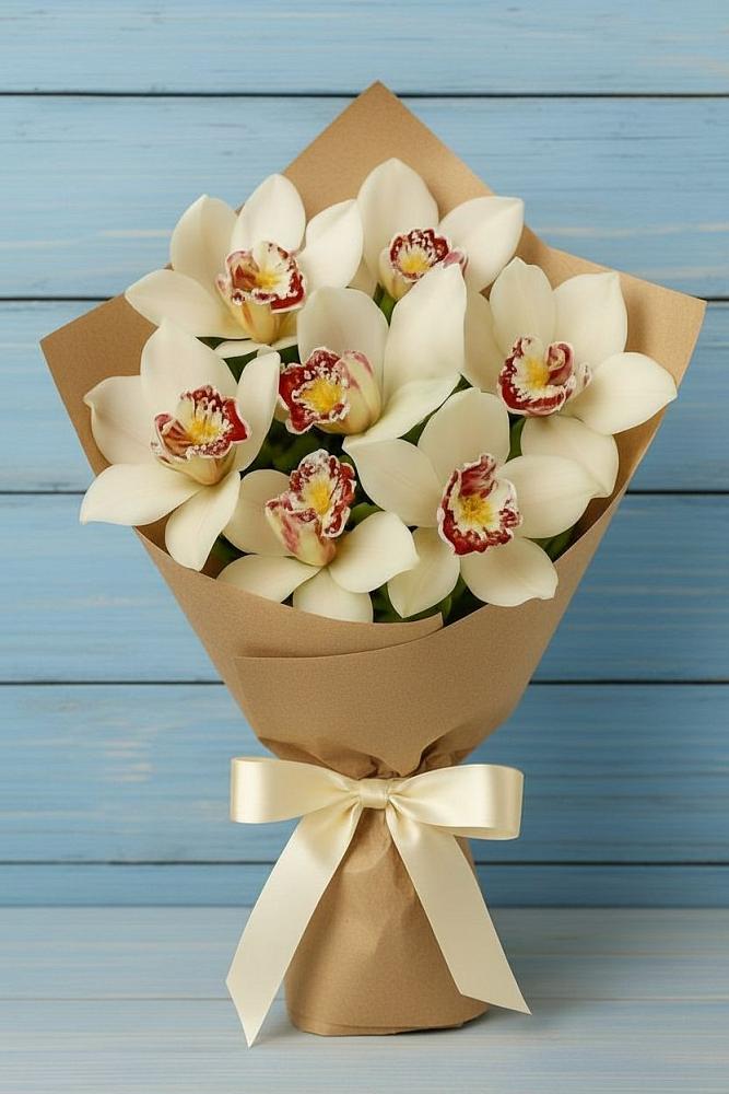 Букет цветов из: Орхидеи и Розы в Цильне